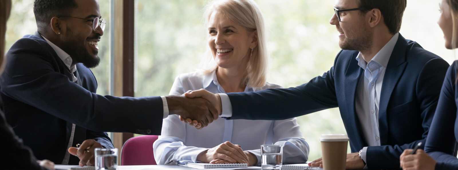 A diverse group of people in a business meeting